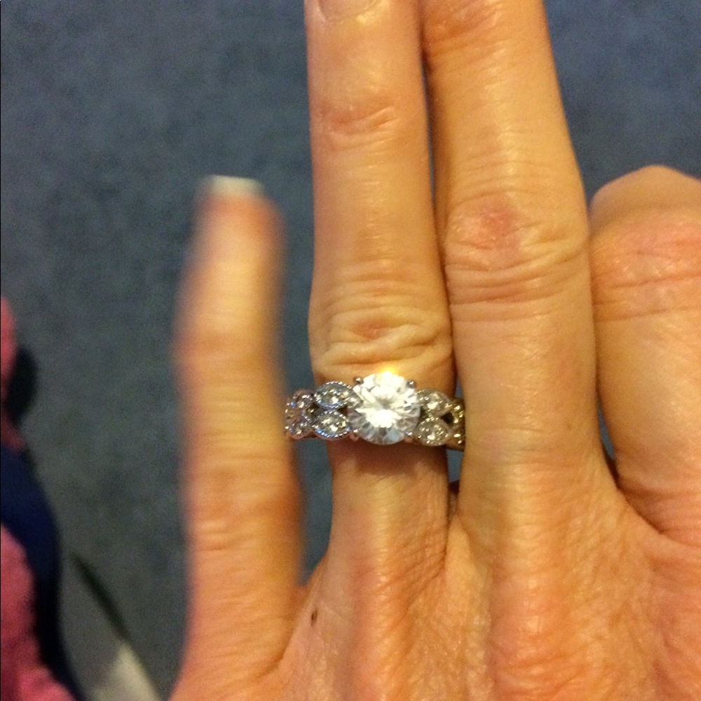 Cubic zirconia silver ring.
